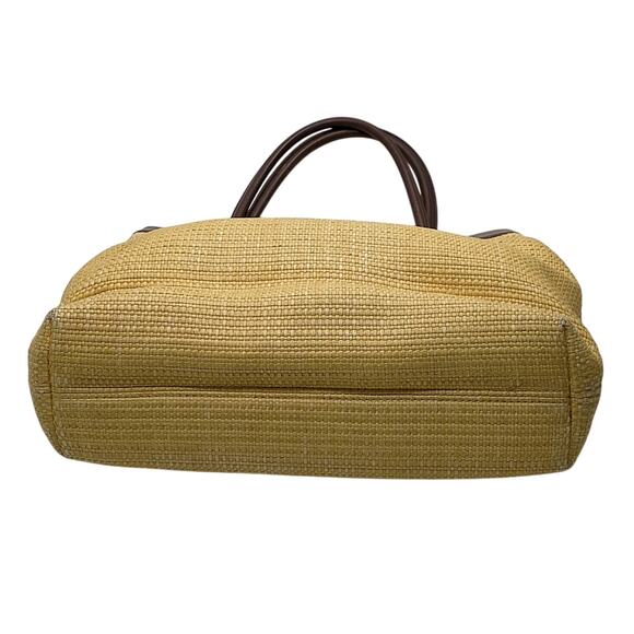 Chanel Brown and Yellow Raffia and Leather CC Tote - Picture 5 of 9